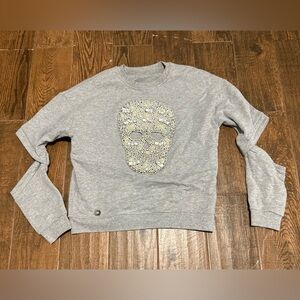 Philipp Plein Gray Skull Sweatshirt